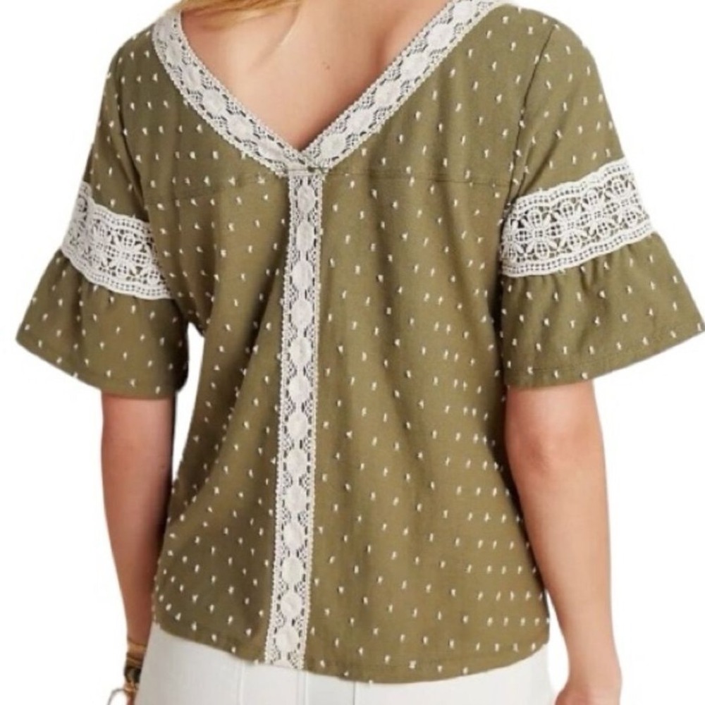 NWT Anthropologie Maeve Square Neck Lace Trimmed Blouse Top Sz Small Cottagecore